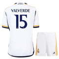 VALVERDE #15 Real Madrid 23/24 Kid's Home Shirt and Shorts