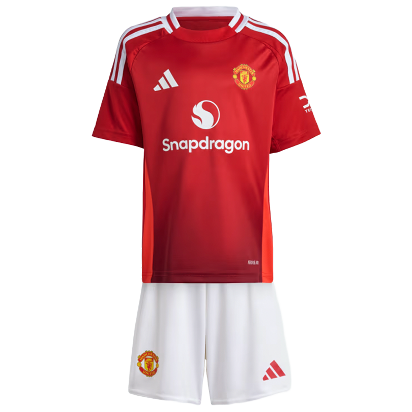 B.FERNANDES #8 Manchester United 24/25 Kid's Home Shirt and Shorts - Man United Font