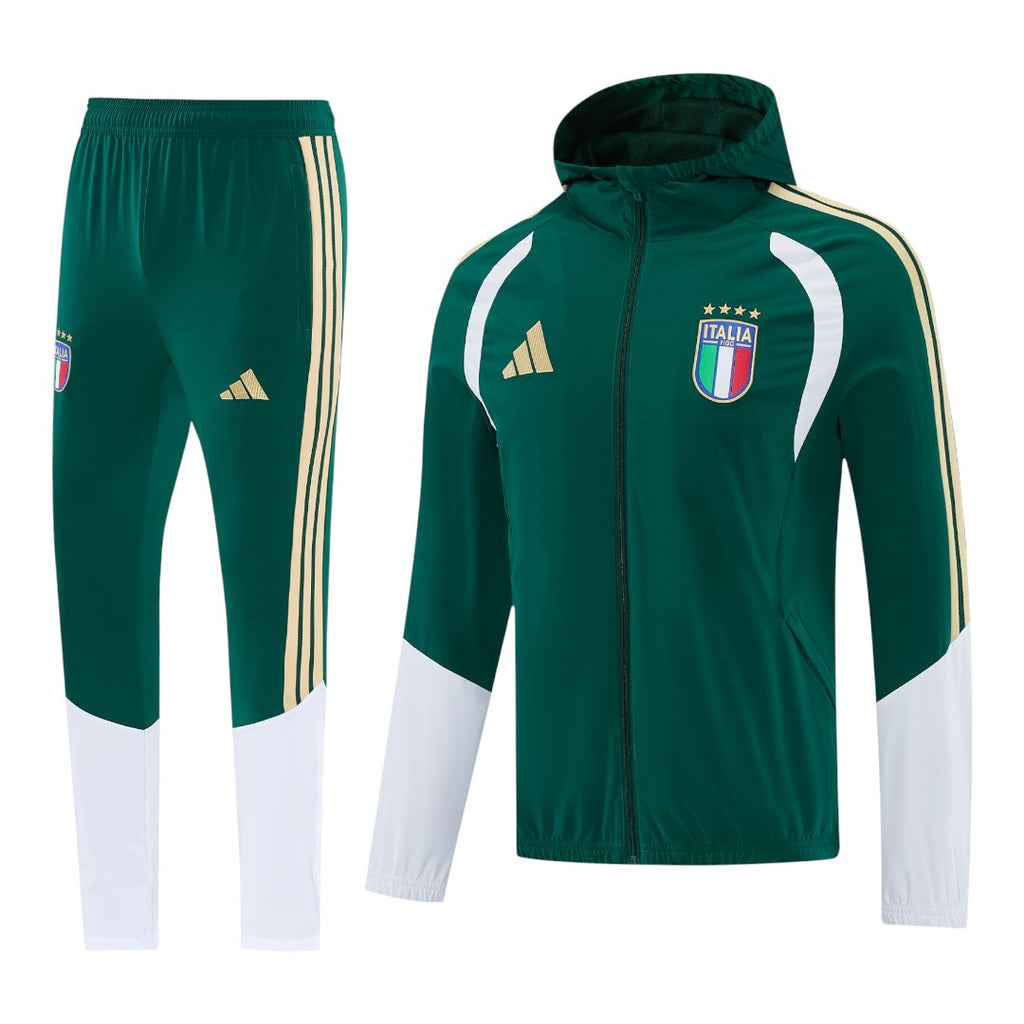 Italy 2026 Men's Green Long Zip Windbreaker