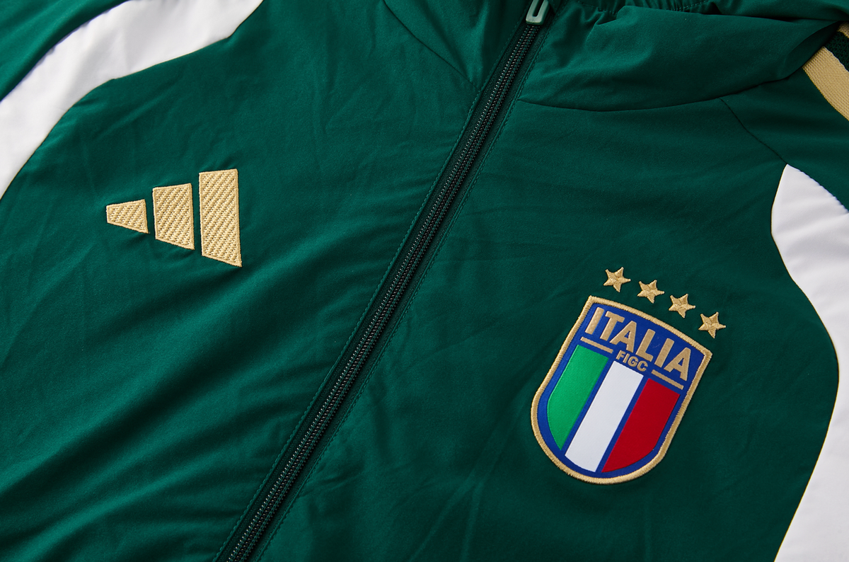 Italy 2026 Men's Green Long Zip Windbreaker