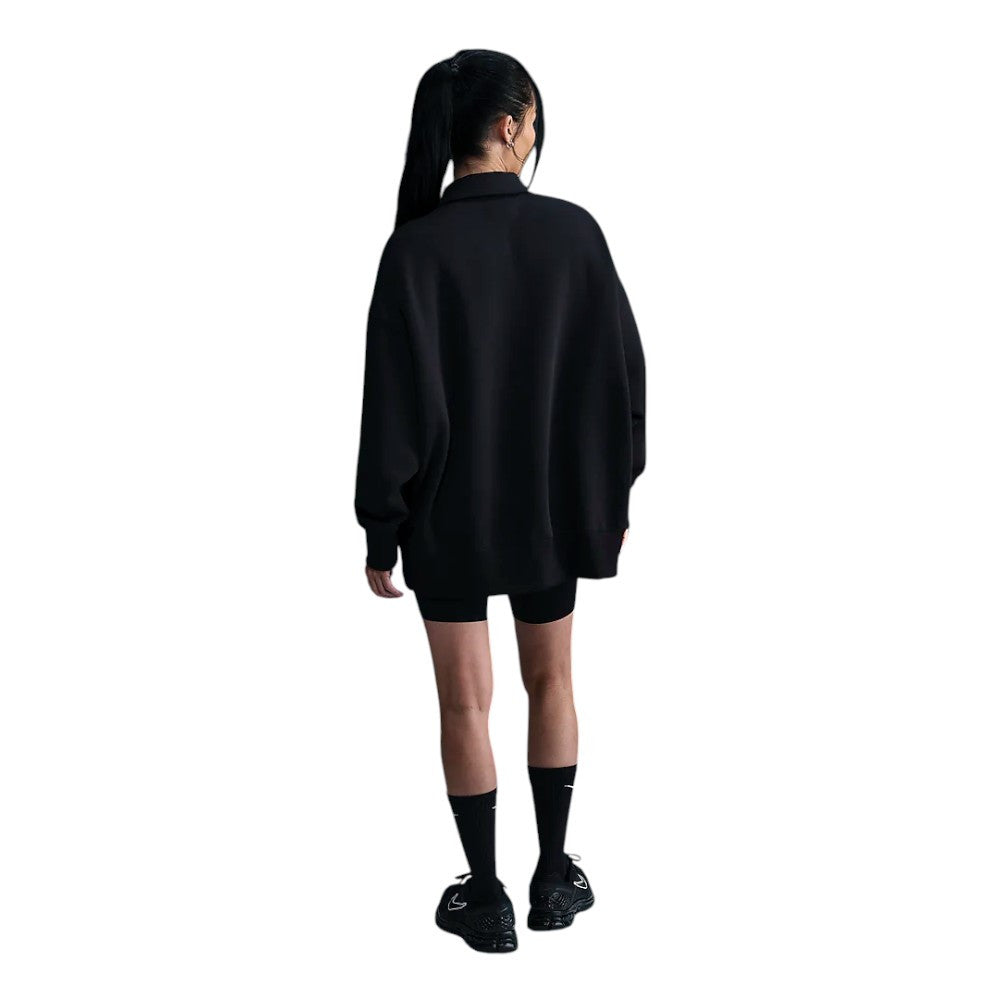 Nike Women's Black Oversized Short-Zip Fleece